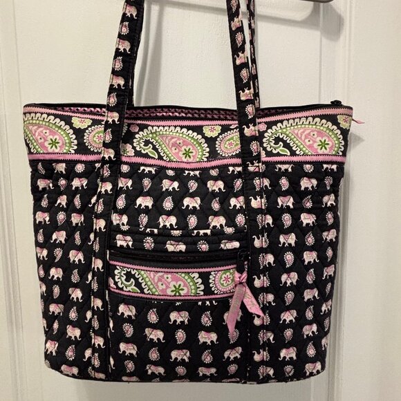 Vera Bradley Pink Elephant Tote - Gently Used - RETIRED PATTERN - Picture 1 of 3